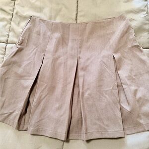 Pleated Mini Skirt in Taupe